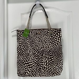 NWT Kate Spade brown cream tote purse. Marissa in linden wood safari print